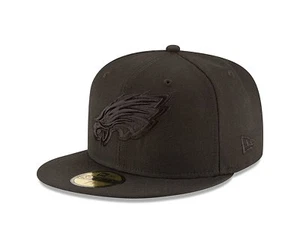 Philadelphia Eagles New Era Black on Black 59FIFTY Fitted Hat - Black - Picture 1 of 5