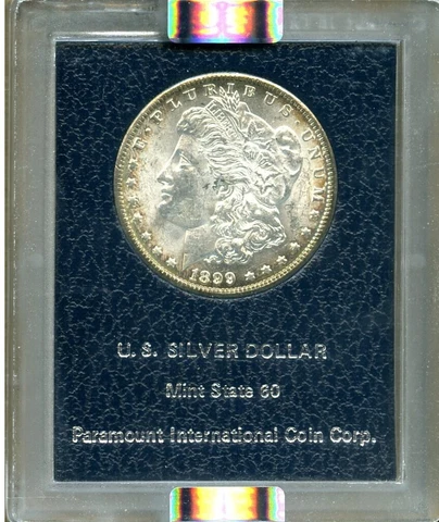 1899-O Paramount NGC MS62 Toned Mint State 62 Morgan Silver Dollar Dark Label Cover