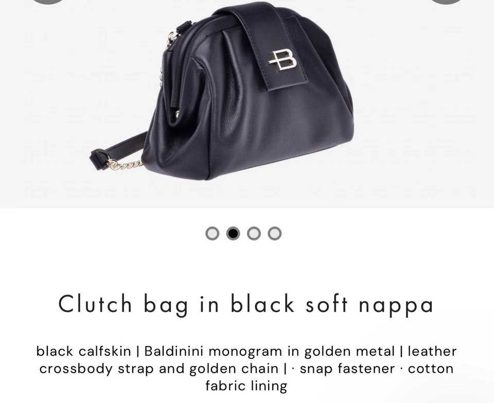 Bolsa clutch Baldinini nova em folha em nappa macia preta - bolsa de designer - autêntica - Imagem 1 de 4