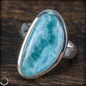 Natürlicher Larimar Ring 925 Silber - 8,96g - 44,80ct - Bild 1 von 9
