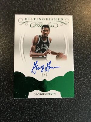 2017-18 Panini Flawless Distinguished Autograph Green #32 George Gervin 5/5 AUTO - Image 1 of 3