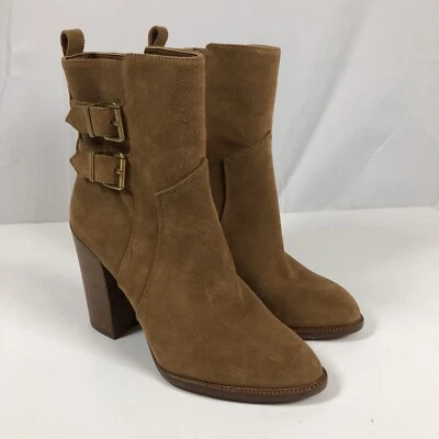 Leather High Heel Boots Tan Brown Buckles BCBG Generation Savannah Size 7 - Image 1 of 4