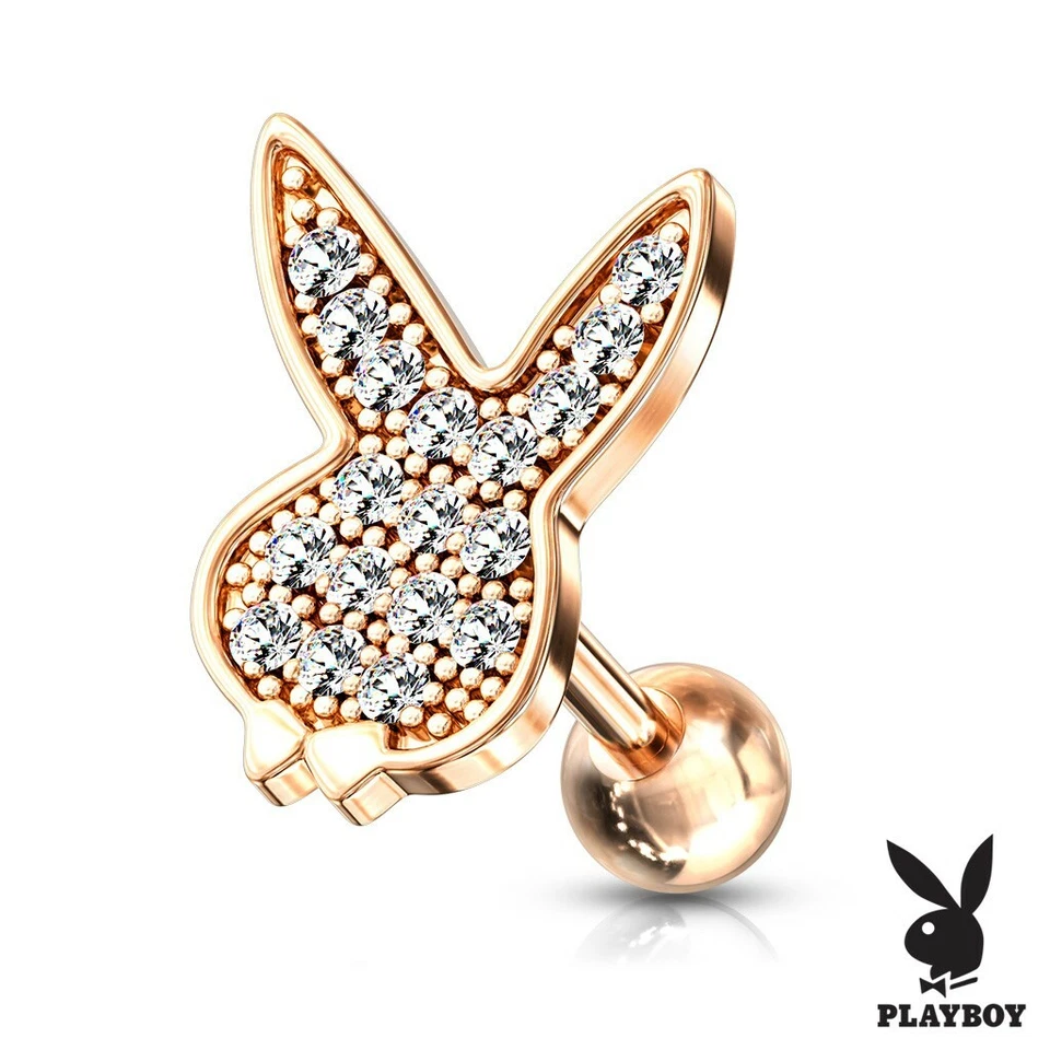 Playboy 316L Surgical Steel Barbell Studs for Ear Cartilage Tragus Punk Gothic - Image 1 of 1