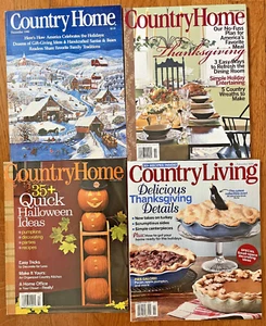 Country Home Country Living Magazines 1990-2010 Lot of 4 Holidays Thanksgiving - Picture 1 of 10