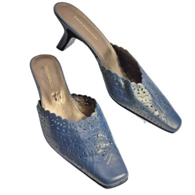 Mulas Enzo Angiolini O-Mirriam Corte Lazer Tacón Sin Cordones Azul/Verde 10M Foto 1 de 4