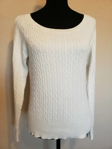Arizona Women's Size XL Cream Cable Knit Scoop Neckline Sweater Raglan Sleeve (M - Picture 1 of 10