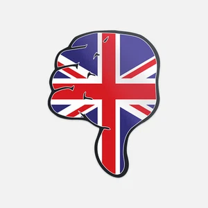 Thumb Judgment Down Negative United Kingdom Flag Hand Vinyl Sticker Decal - Picture 1 of 1