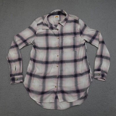 C&C California Button Up Shirt Womens Medium PInk Gray Plaid Soft Flannel - Image 1 of 4
