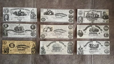 Reprint on paper with W/M United States 1861-1862 y. Confederate (BLACK SET) - Image 1 of 4