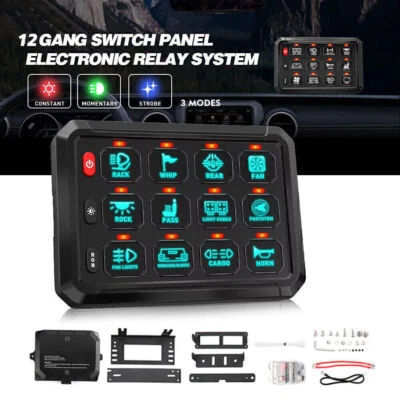 Universal 12 Gang Car Truck Boat RGB Switch Panel LED Circuit Control Kit 12-24V - Image 1 of 4
