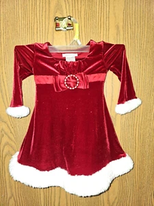 Bonnie Jean Baby girls Christmas Dress holiday 2T Faux Fur - Preowned - Picture 1 of 10