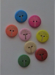 CRAFT-SEWING-SCRAPBOOKING 5 x 20mm Wooden Buttons (Colour Var's Listed) - Picture 1 of 14