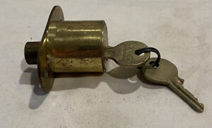 Vintage Yale Brass Sliding Door Lock Push And Turn With Keys