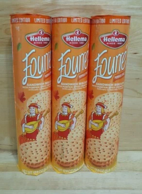 3 TUBES: HELLEMA Tourre Pumpkin Spice Cream Filled Sandwich Biscuits 17.6oz 23ct - Image 1 of 2
