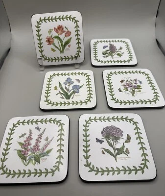 Portmeirion Jardín Botánico Posavasos Cuadrados Espalda de Corcho, Pimpinela Caja Abierta, Juego /6 Foto 1 de 4