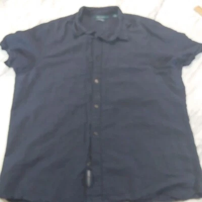 PERRY ELLIS blue linen short sleeve shirt Men's XL - Image 1 of 4
