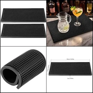 2 Pack 12x6In Rubber Bar Service Spill Mat for Bartender Coffee Bar Countertop - Picture 1 of 12