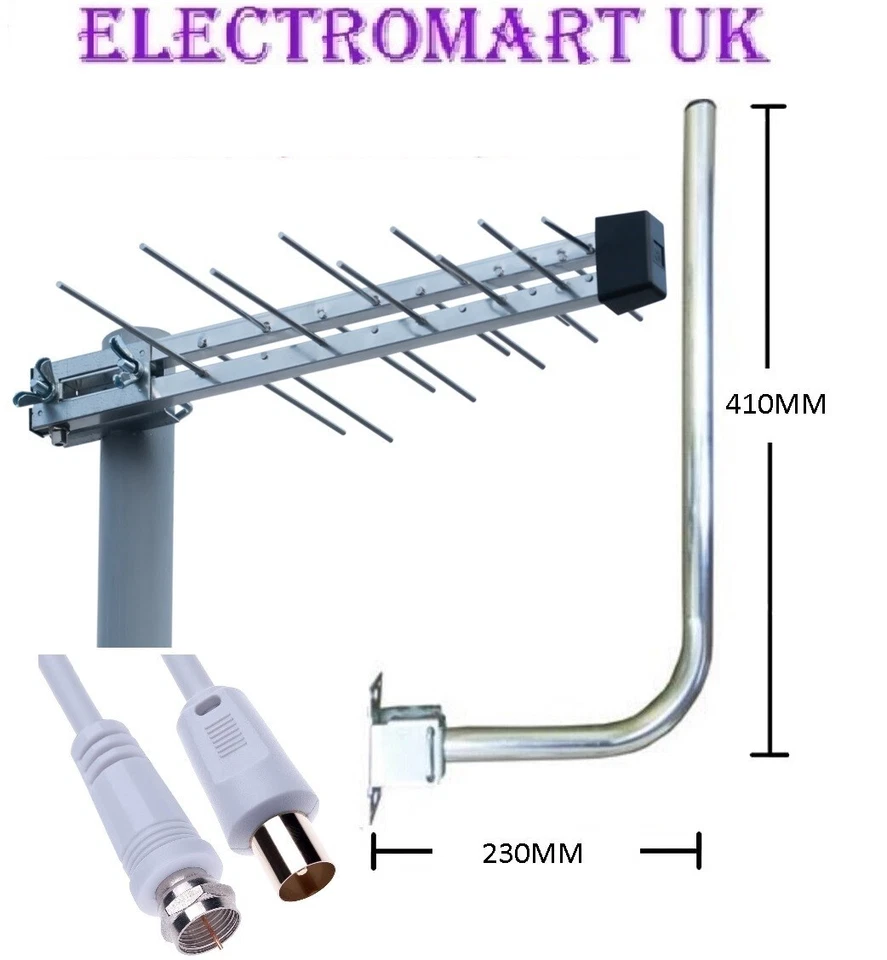 PICCOLO KIT TV DIGITALE FREEVIEW HD LOFT ESTERNO AEREO 4/5G STAFFA & CAVO 10M