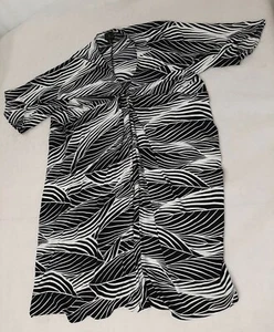 Worthington size M medium short sleeve dress black and white leaf pattern - Picture 1 of 4