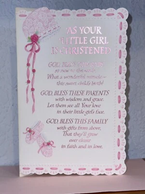 De colección. Tarjeta de felicitación Carlton "As Your Little Girl Is Bautized...Que Dios los bendiga" Foto 1 de 4