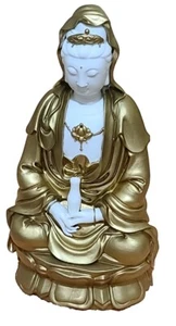 Statua Dea della Misericordia Kuan-Yin in Porcellana Bisque 10,5" - Elegante da Collezione - Foto 1 di 15