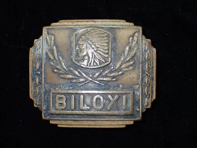 VERY OLD 40'S-50'S "BILOXI" MISSISSIPPI SMALLER SIZE SOLID BRASS BELT BUCKLE  - Image 1 of 2