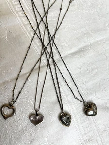 Lot of 4 Vintage 925 Sterling Silver Love Heart Pendants Necklaces - Picture 1 of 16