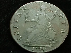 1773 King George III British Colonial Non-Regal Half Penny Copper - Picture 1 of 7