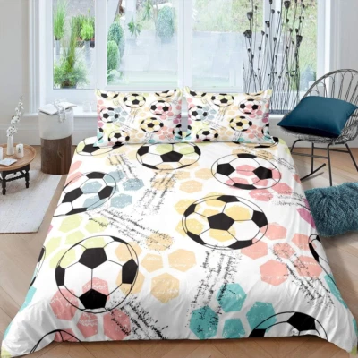 Kids Football Bedding Set Sports Theme Comforter Cover for Child Boys Girls Socc - Image 1 of 4