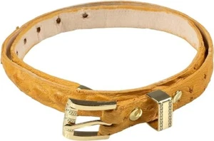 Ostrich Cowboy Hat Band Yellow Gold Plated 3 Piece Buckle Set Handmade 26” - Picture 1 of 1