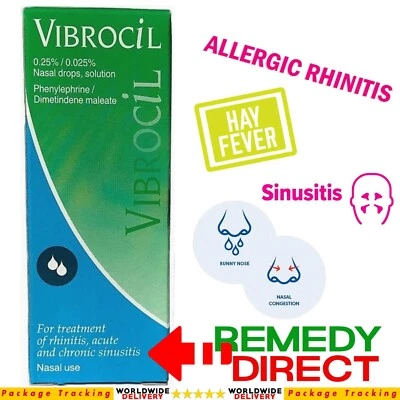 VIBROCIL Nasal Congestion Drops 15ml Rhinitis, Sinusitis, Allergy, GSK - Image 1 of 4