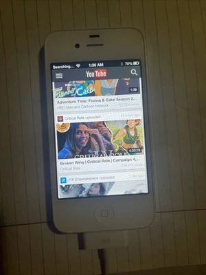 iPhone 4-JAILBROKEN-YOUTUBE WORKS(Cracked)-IOS 6.0.1 - Image 1 of 4