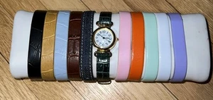 VTG 90s Y2K New Peugeot Ladies Interchange Watch Set Multi-color Leather Bands - Picture 1 of 10