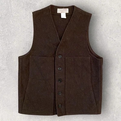 Vintage Filson Virgin Wool Mackinaw Hunting Vest Brown Size Small Made In USA - Image 1 of 4