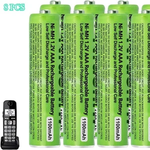 Batteria ricaricabile AAA Ni-MH 1100mAh 1.2V AAA per telefono cordless Panasonic - Foto 1 di 14