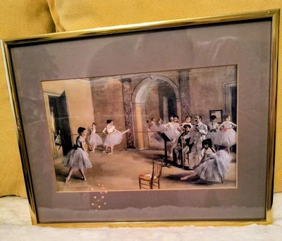 "2 BAILARINAS BAILANDO VINTAGE/IMPRESIÓN ANTIGUA EN MARCO ORIGINAL 14"" X 11""" Foto 1 de 4