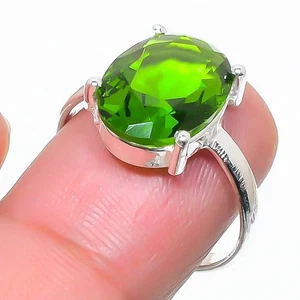 Green Peridot Gemstone Handmade 925 Sterling Silver All Size Ring For Gift - Picture 1 of 1