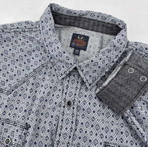 Moonshine Western Shirt Mens XXL Gray Aztec Pearl Snap Flip Cuff Sawtooth NICE - Picture 1 of 15