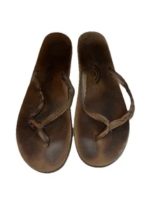 Rainbow Women’s Sandals Size 10 Flip Flops Flirty Braidy Brown Leather  - Picture 1 of 10