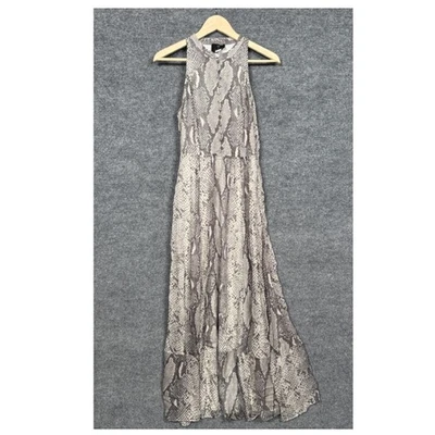 Maxi Vestido DVF Diane Von Furstenberg Talla 2 Seda Piel de Serpiente Volantes Dobladillo Noche Foto 1 de 4