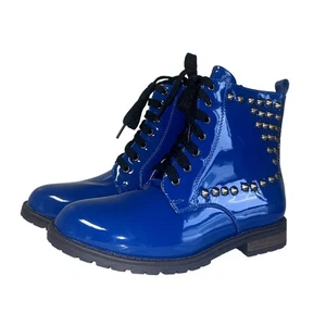 Damen Martin Stiefel mit Punk Style, Nietenspiegelleder und rutschfester Sohle - Bild 1 von 22
