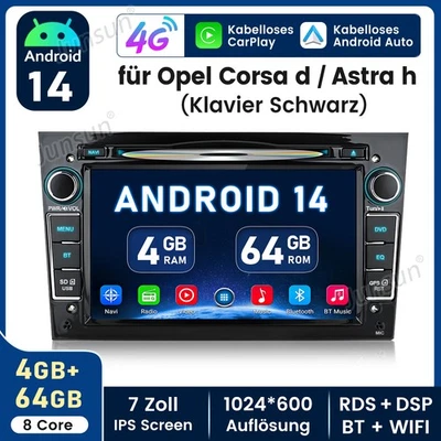 8-Kern GPS Android 14 Autoradio DAB+ Opel Corsa C/D Astra H Zafira Meriva Vivaro - Bild 1 von 4