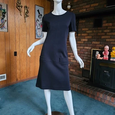 Vestido De Colección Años 60 Mod Cintura Caída Era Espacial Invierno Lana Cambio Go Cóctel Fiesta M/L Foto 1 de 4