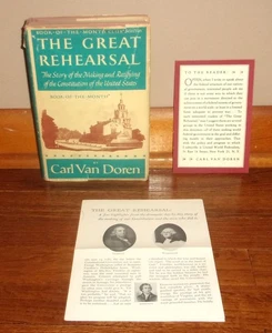 THE GREAT REHEARSAL-Constitution of United States-CARL VAN DOREN-Superb HC w/DJ! - Picture 1 of 19