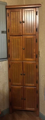 Corner Cabinet,Storage Cupboard with Doors,Tall Storage Cabinet with White - Image 1 of 3