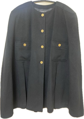 Poncho cappotto mantello nero CHANEL vintage taglia 38