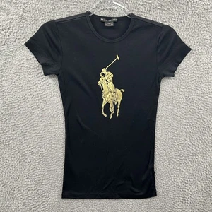 Camicia Ralph Lauren Black Label donna piccola grande pony oro giocatore di polo made in USA - Foto 1 di 11