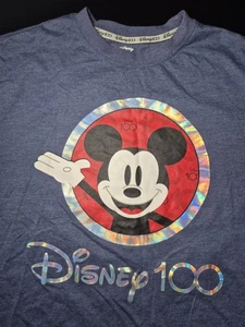 Mens Large Disney 100 Years Mickey Mouse Tshirt Blue - Picture 1 of 13