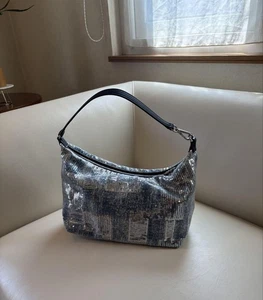 Borsa a tracolla Ganni tessuto denim con paillettes edizione limitata donna modello raro VHT - Foto 1 di 7