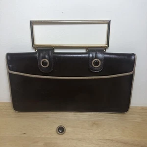 VTG Fold Over Leather Clutch Purse Handbag Brown Soft 70s 80s NEEDS REPAIR - Picture 1 of 10